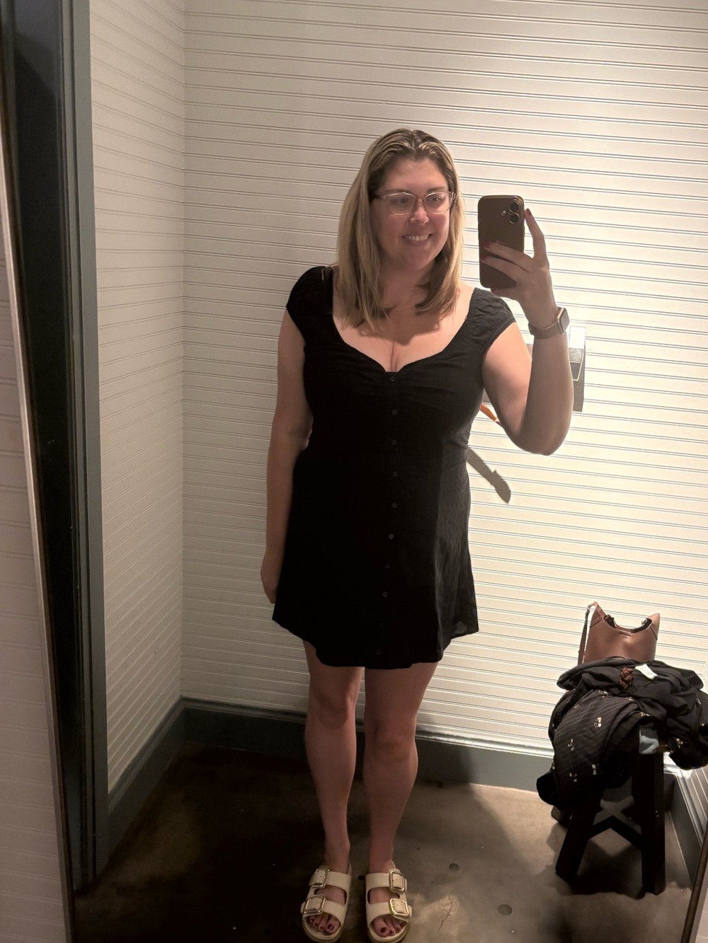 Hollister Black Button-Front Mini Dress